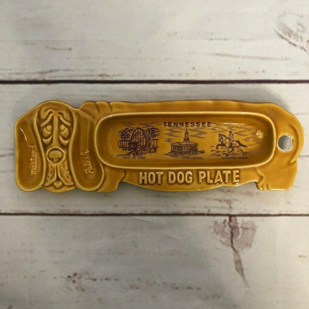 VTG Kitschy TN Landmarks Souvenir Hot Dog Plate - Picture 1 of 5